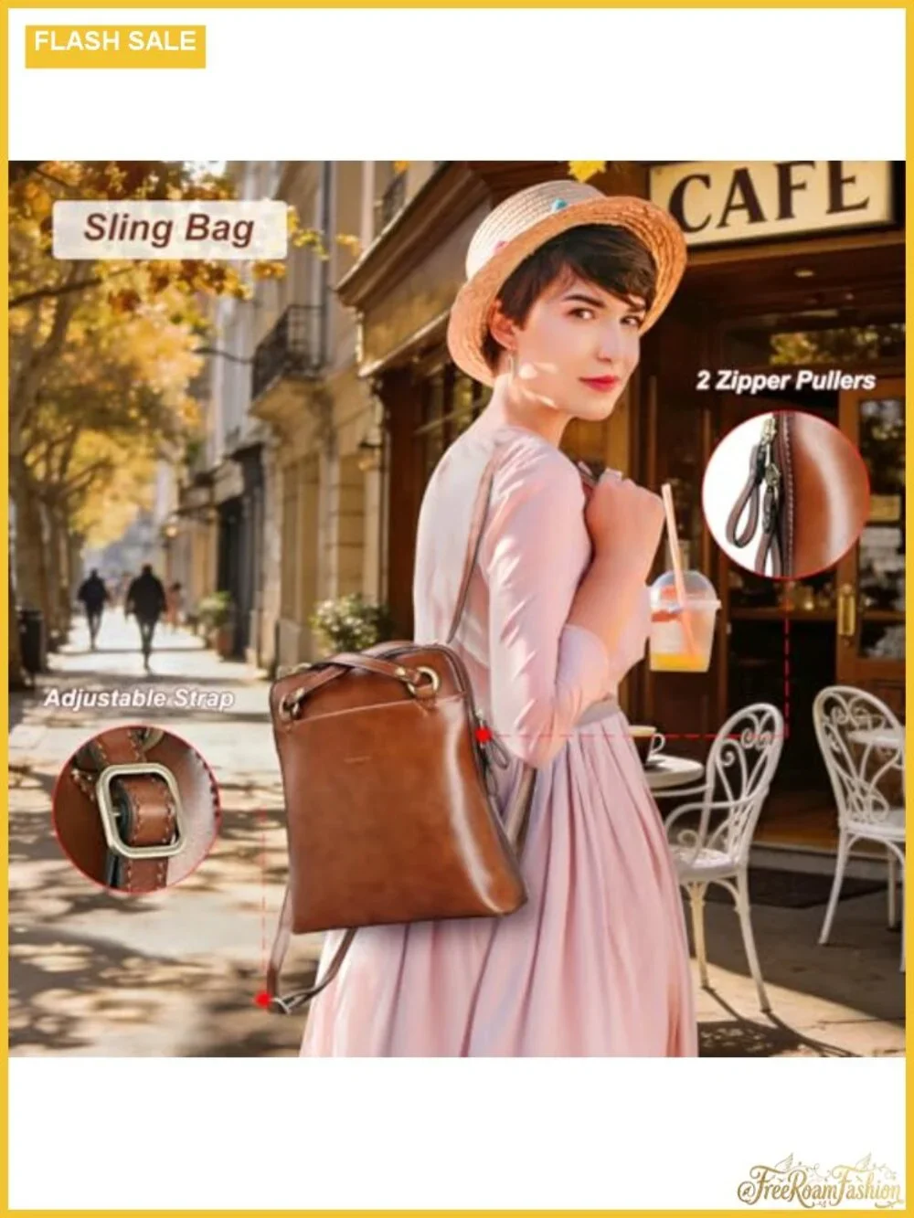 Vintage Leather Convertible Backpack Purse Women Travel Crossbody Sling Bag